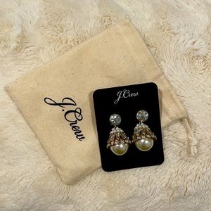 J Crew Crystal and pearl drop earrings